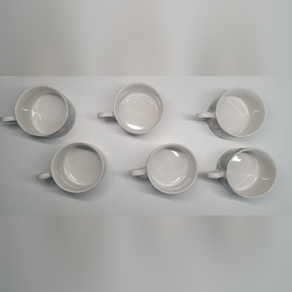 Set of 6 Vintage PTS International Fantasia Mosaic Floral Stoneware Cups 2.5" - Picture 5 of 9